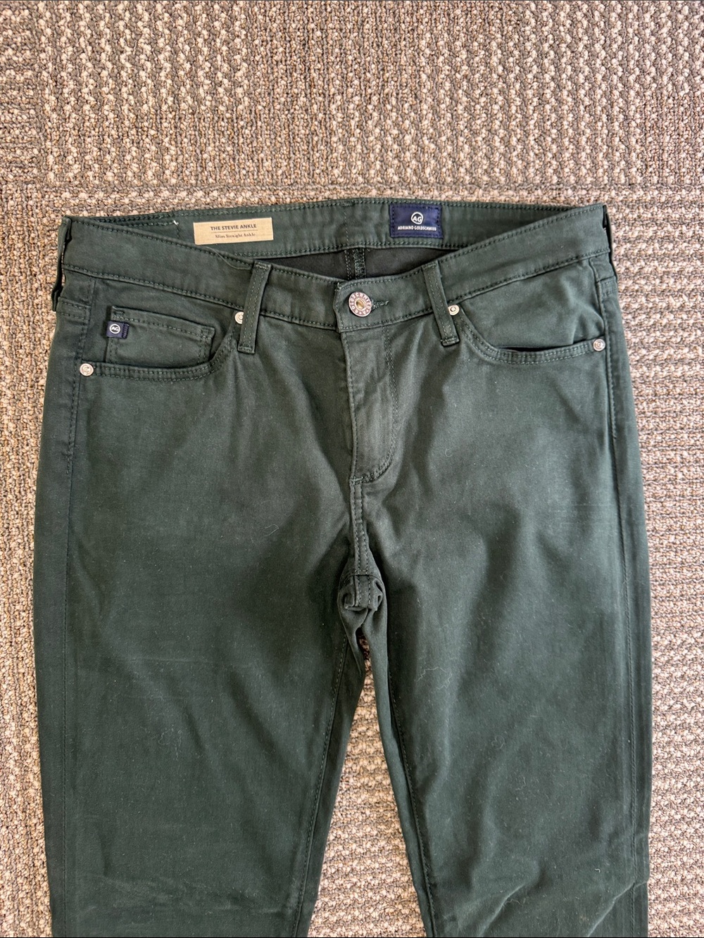AG Adriano Goldschmeid The Stevie Ankle Slim Straight Ankle Jean in Green sz 27 - Picture 8 of 10